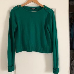 Green crop sweater